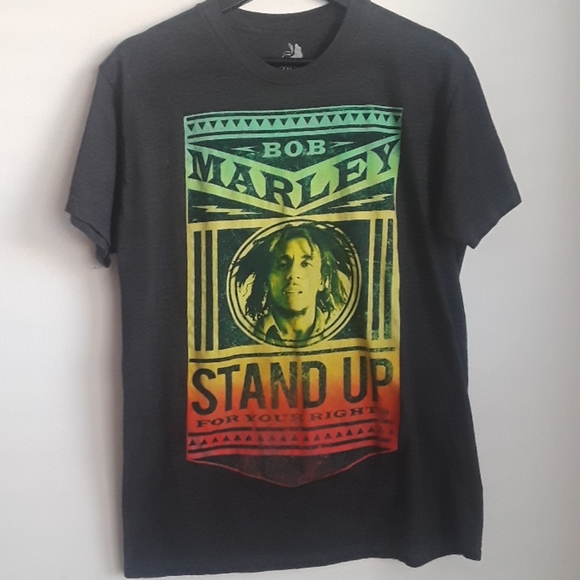 Zion Rootswear Tops - Bob Marley charcoal gray T-shirt Sz M